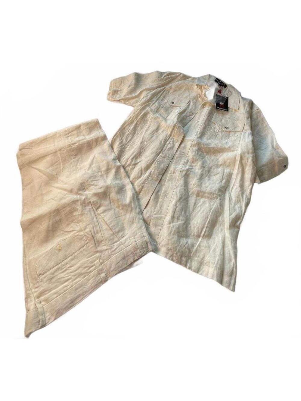 Royal Prestige White 100% Linen Shirt and Pants Set Size XL/38 NWT
